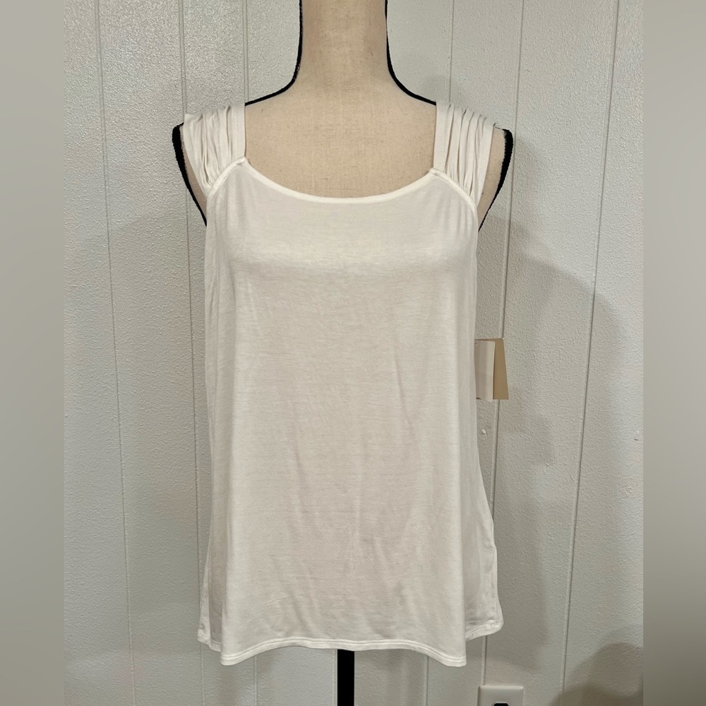 14th & Union Nordstrom white tank top with shoulder details size L
